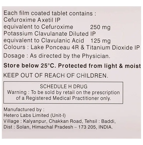 cetil cv 250mg tablet 10's